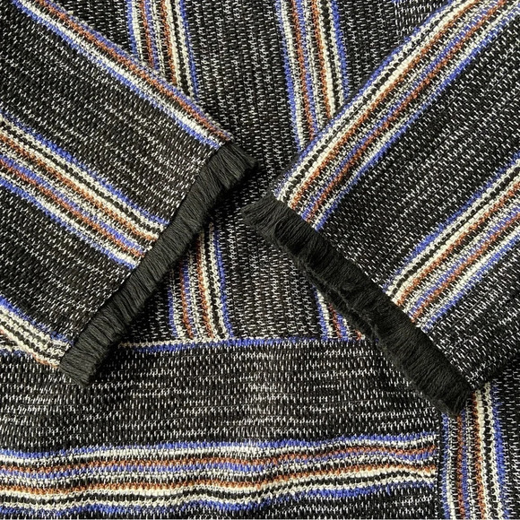 Anthropologie Current  Air Black Tweed Stripe Fringe Top - Picture 10 of 16